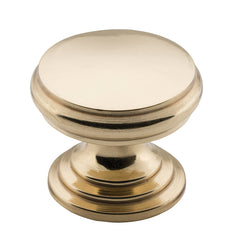 Flat Cupboard Knob Polished Brass / D25xP20mm