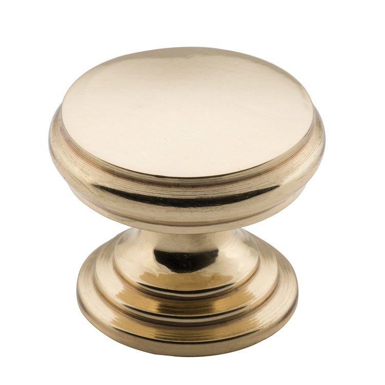 Flat Cupboard Knob Polished Brass / D25xP20mm