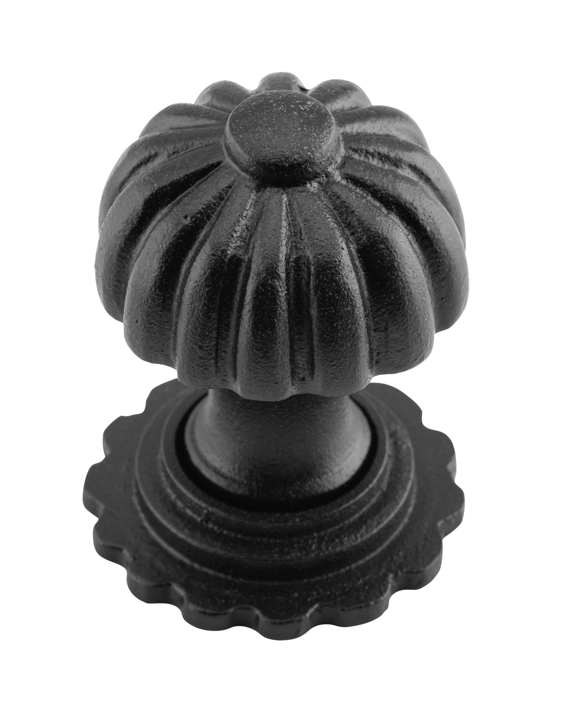 Fluted Cupboard Knob With Backplate Matt Black / D32xP44mm