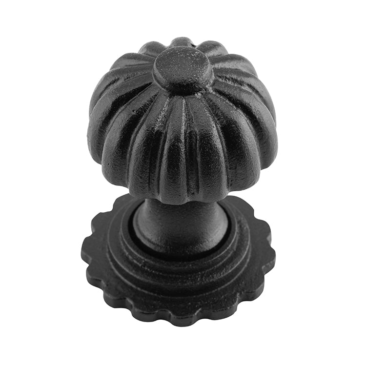 Fluted Cupboard Knob With Backplate Matt Black / D32xP44mm
