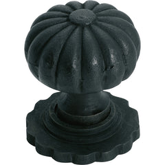 Fluted Cupboard Knob With Backplate Matt Black / D38xP48mm