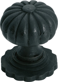Fluted Cupboard Knob With Backplate Matt Black / D38xP48mm
