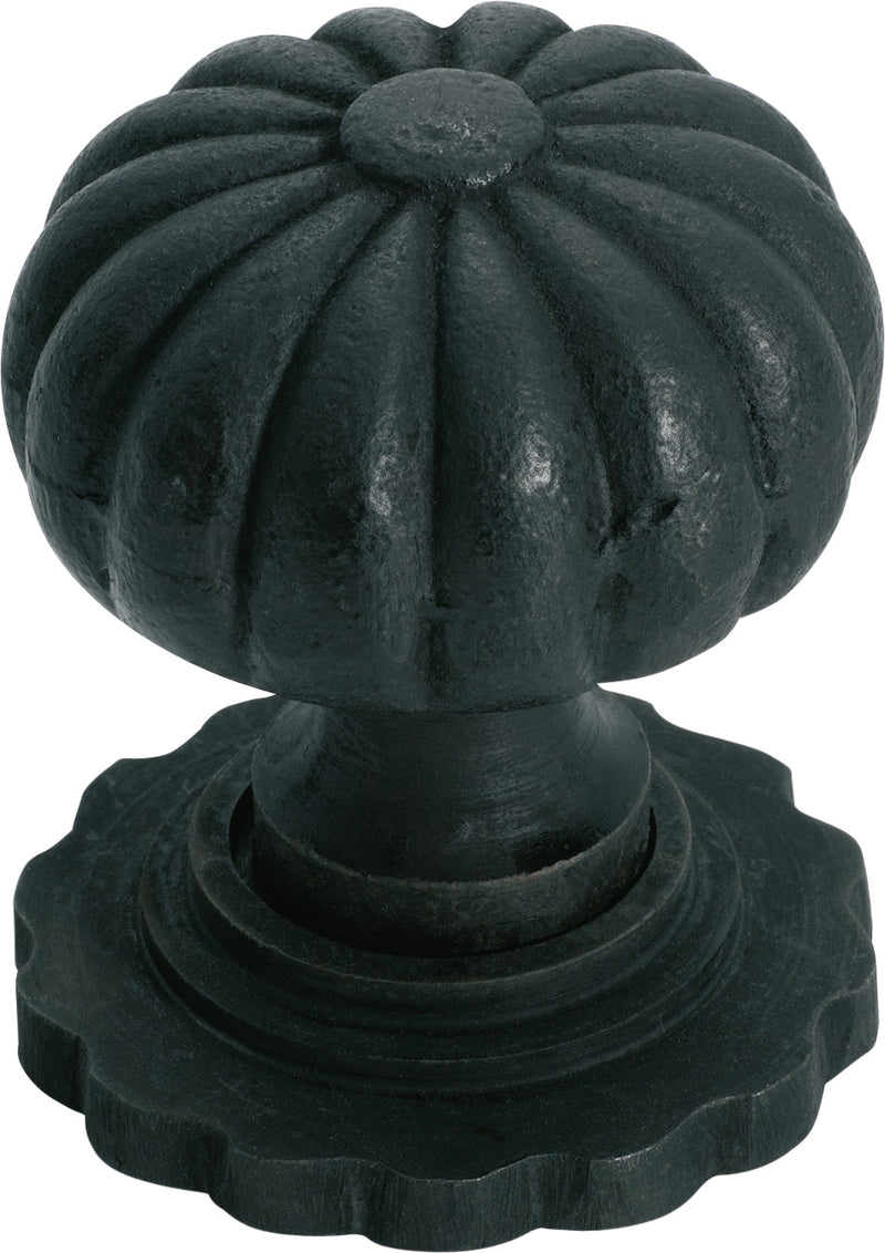 Fluted Cupboard Knob With Backplate Matt Black / D38xP48mm