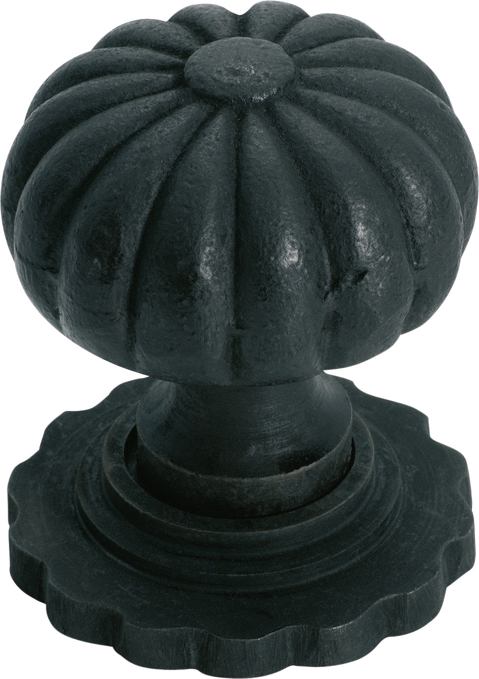 Fluted Cupboard Knob With Backplate Matt Black / D38xP48mm