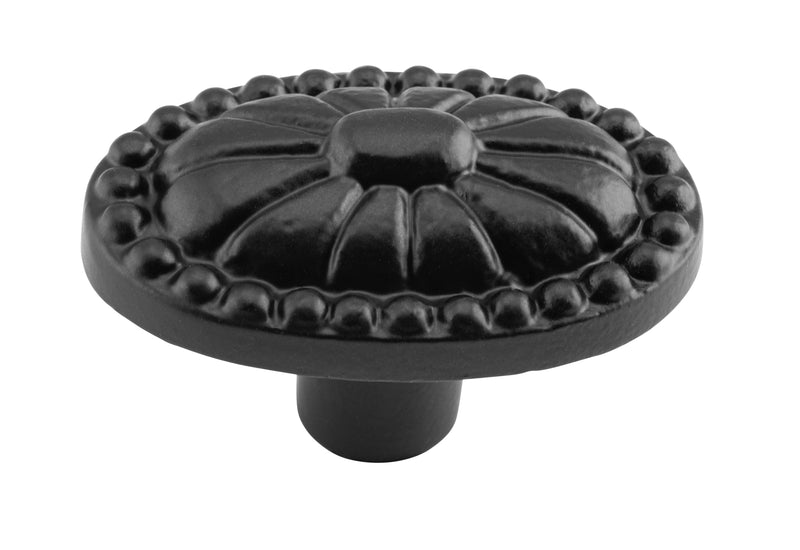 Ornate Iron Cupboard Knob Matt Black