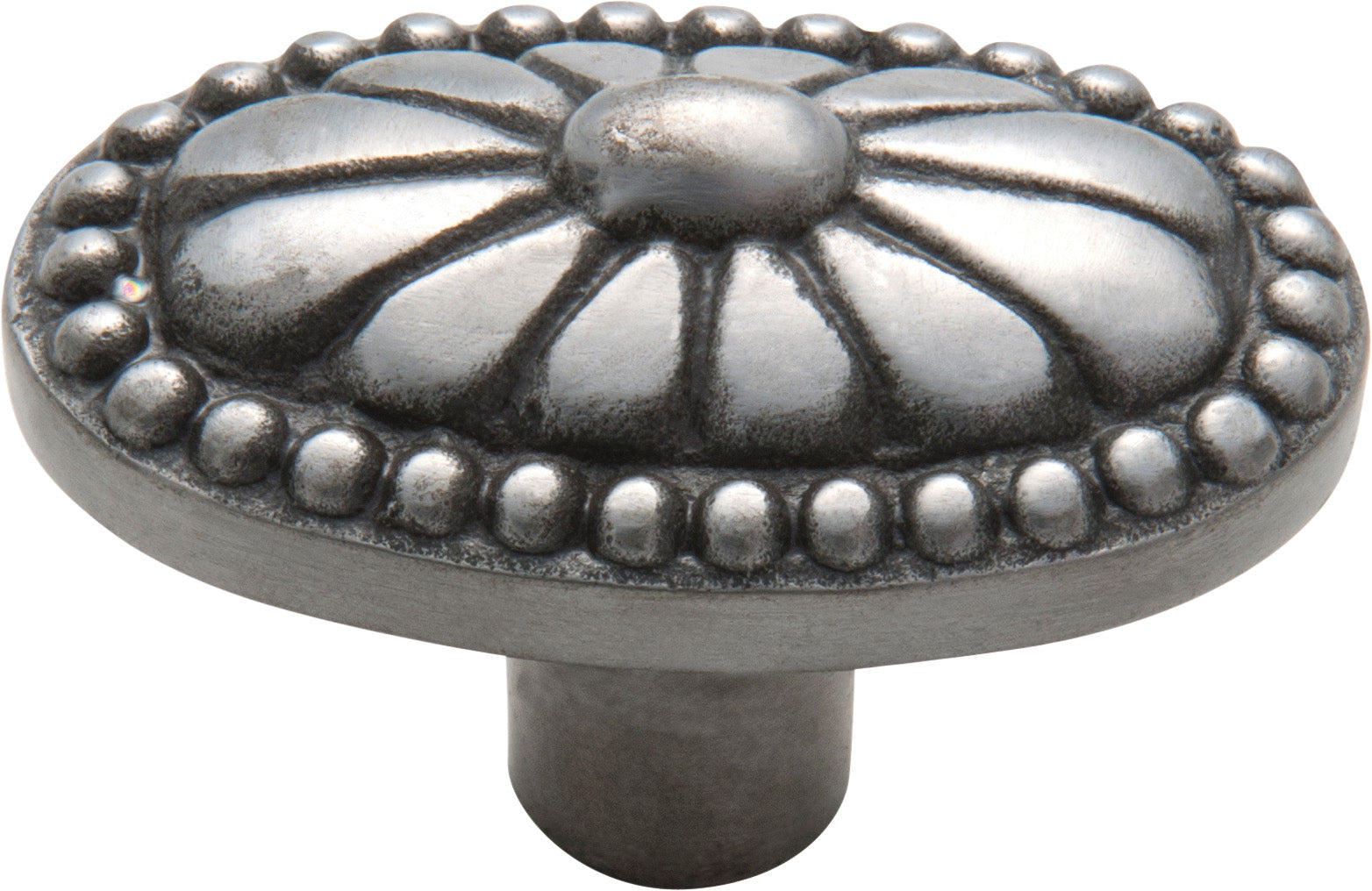 Ornate Iron Cupboard Knob Polished Metal