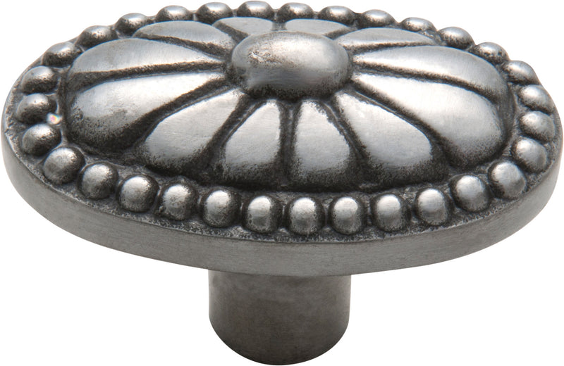 Ornate Iron Cupboard Knob Polished Metal