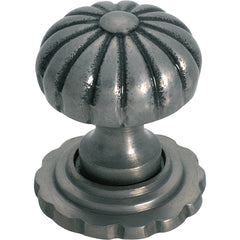 Fluted Cupboard Knob With Backplate Polished Metal / D38xP48mm