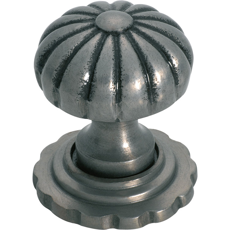 Fluted Cupboard Knob With Backplate Polished Metal / D38xP48mm