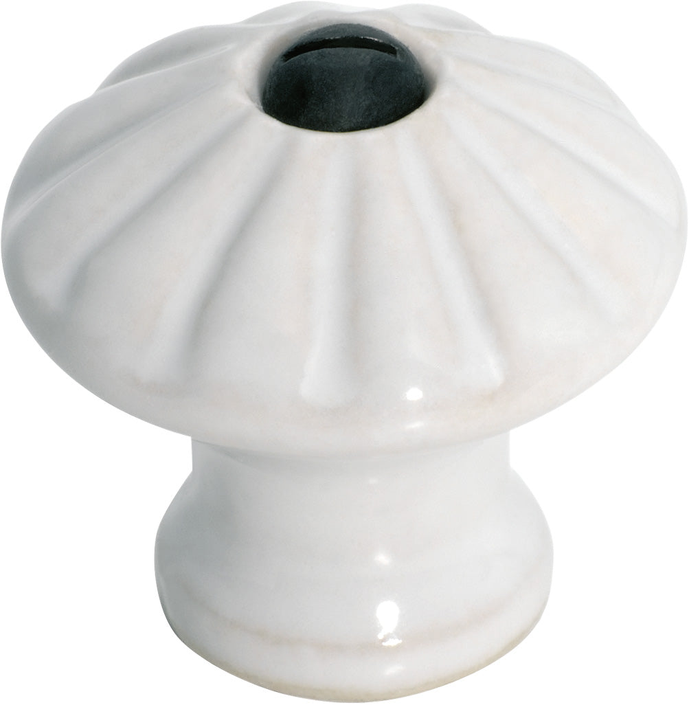Fluted Porcelain Cupboard Knob White Porcelain