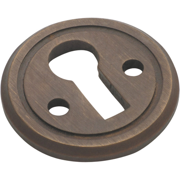 Round Cupboard Escutcheon Antique Brass