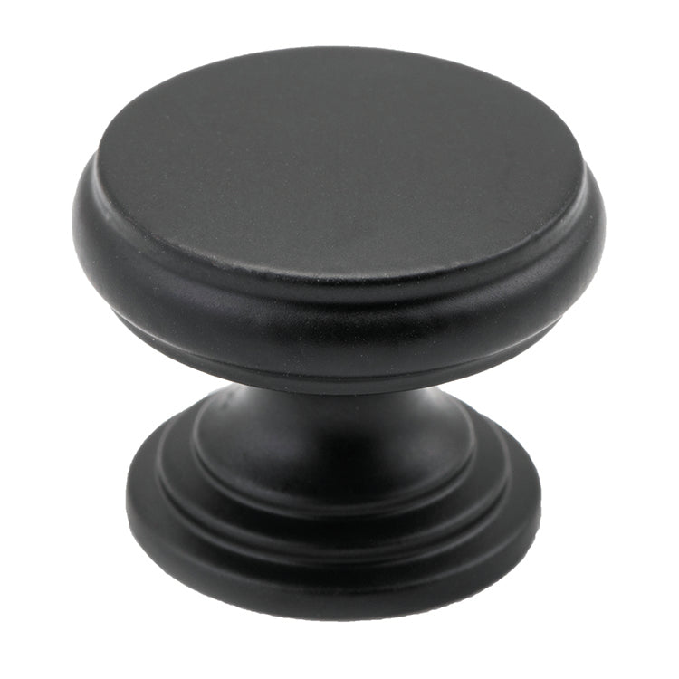 Flat Cupboard Knob Matt Black / D25xP20mm