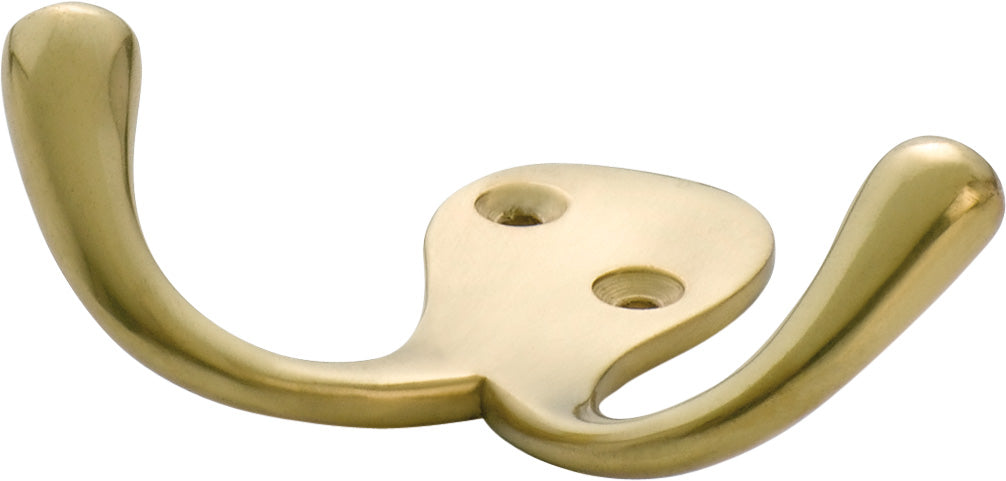 Double Robe Hooks Polished Brass