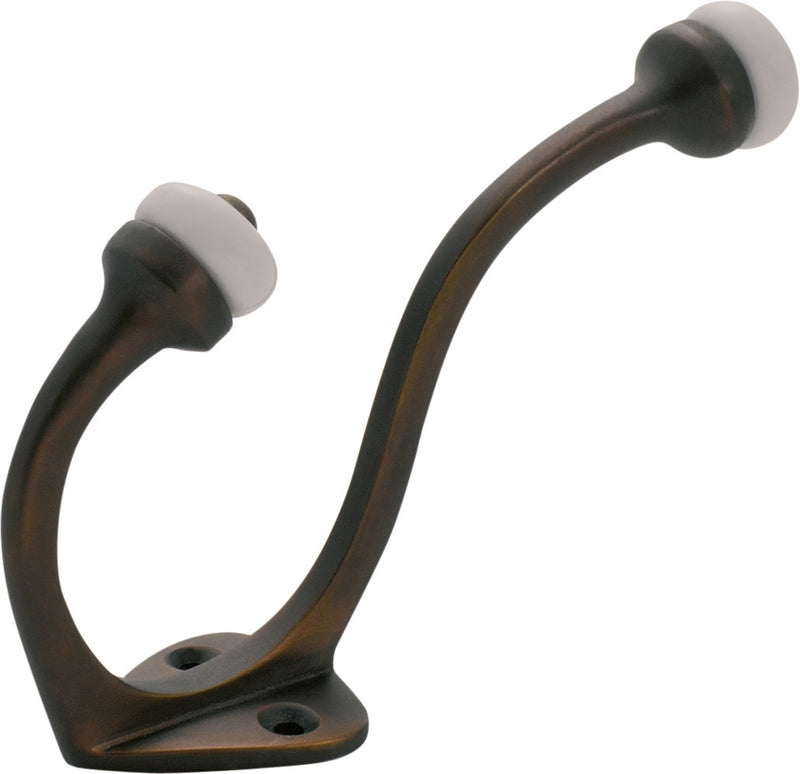Porcelain Tip Hat & Coat Hooks Antique Brass