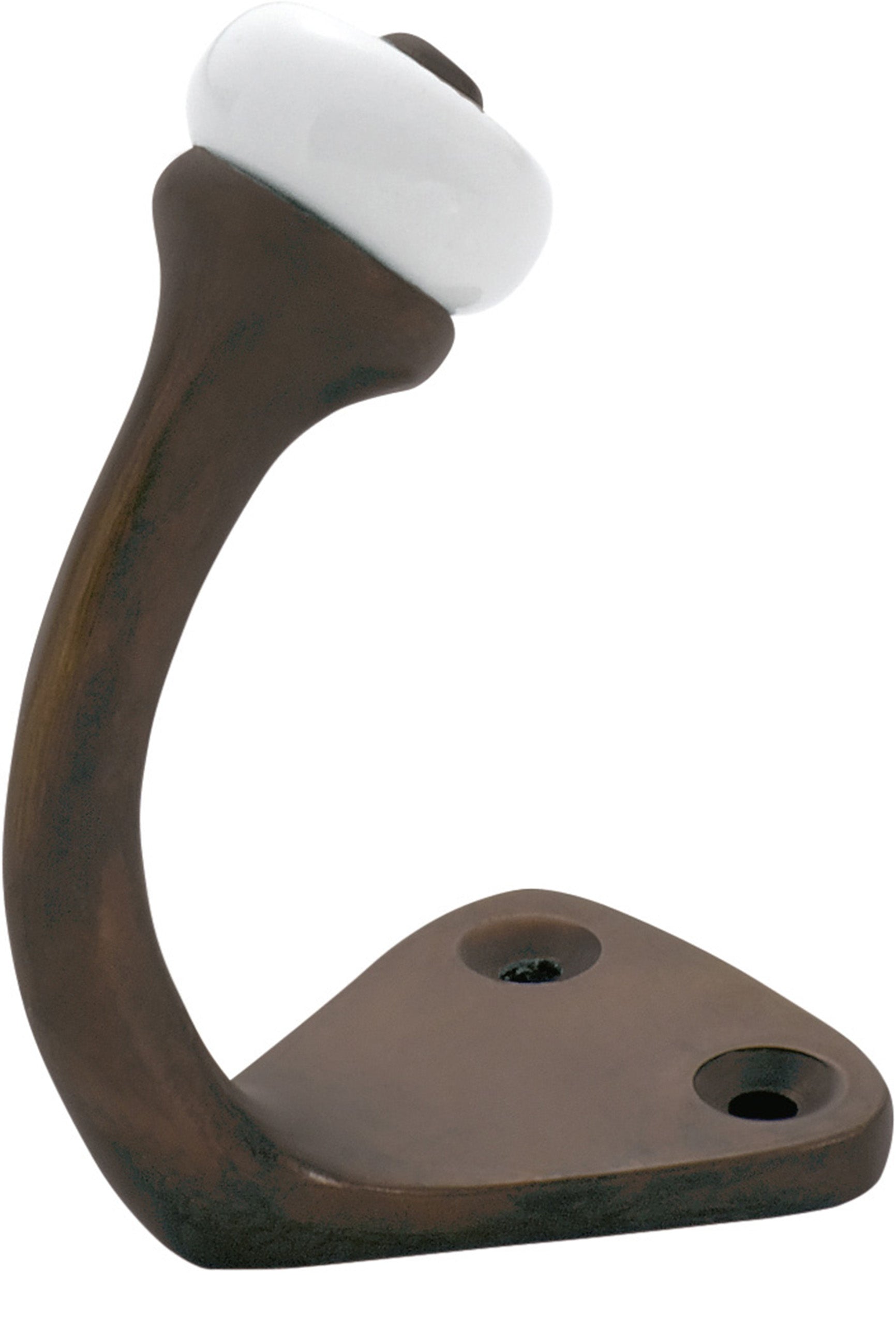 Porcelain Tip Robe Hooks Antique Brass