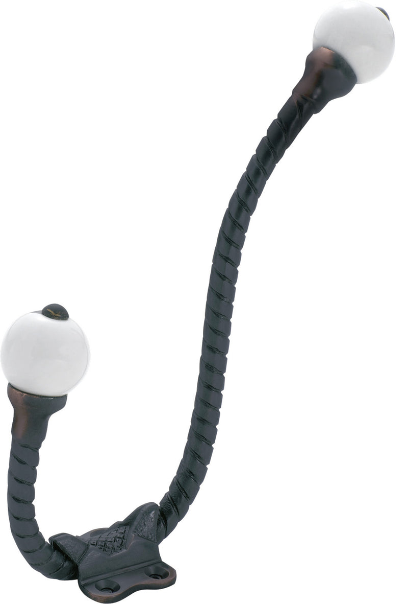 Porcelain Tip Rope Hat & Coat Hooks Antique Copper