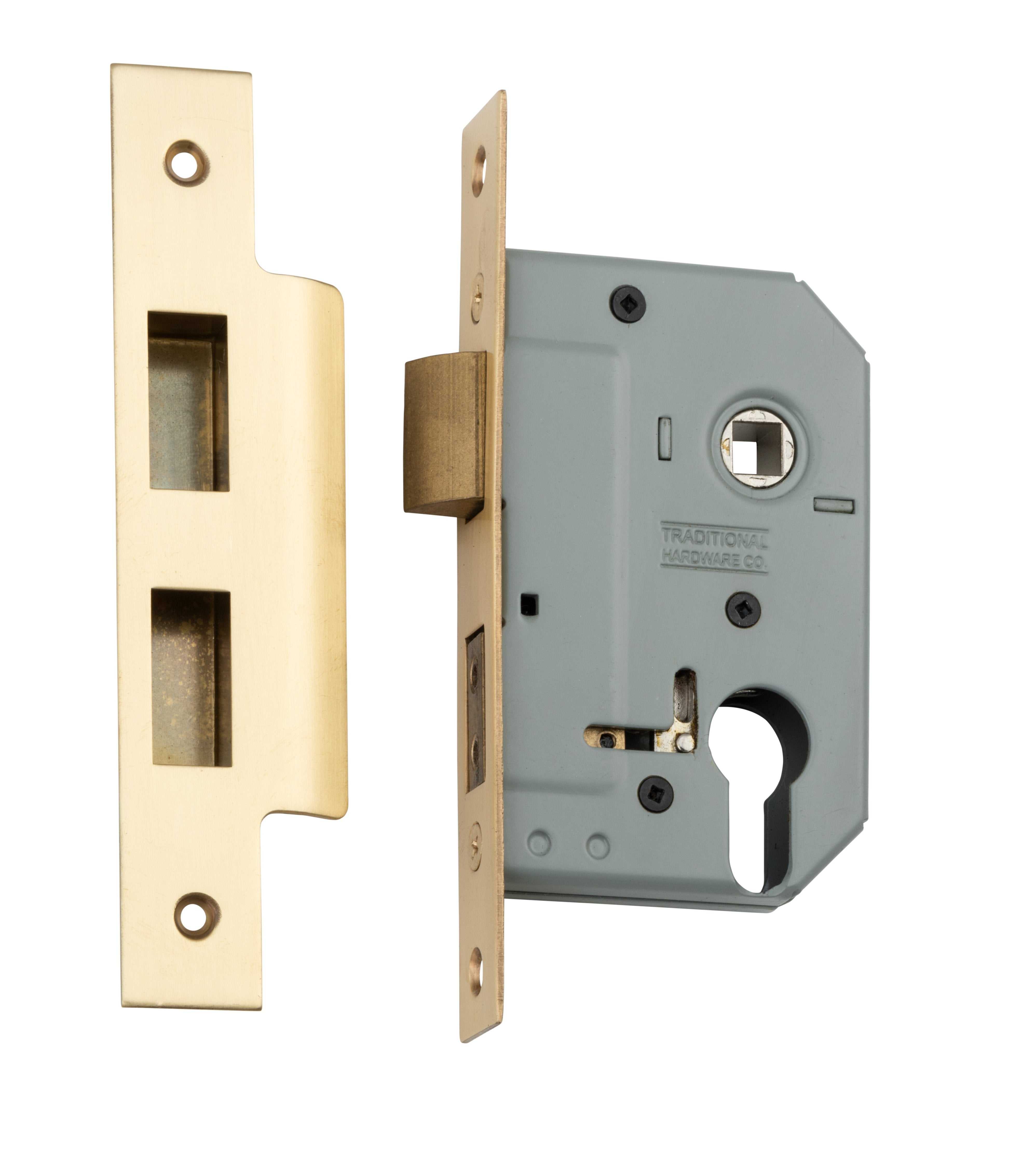 Euro Mortice Lock Satin Brass / Backset 46mm