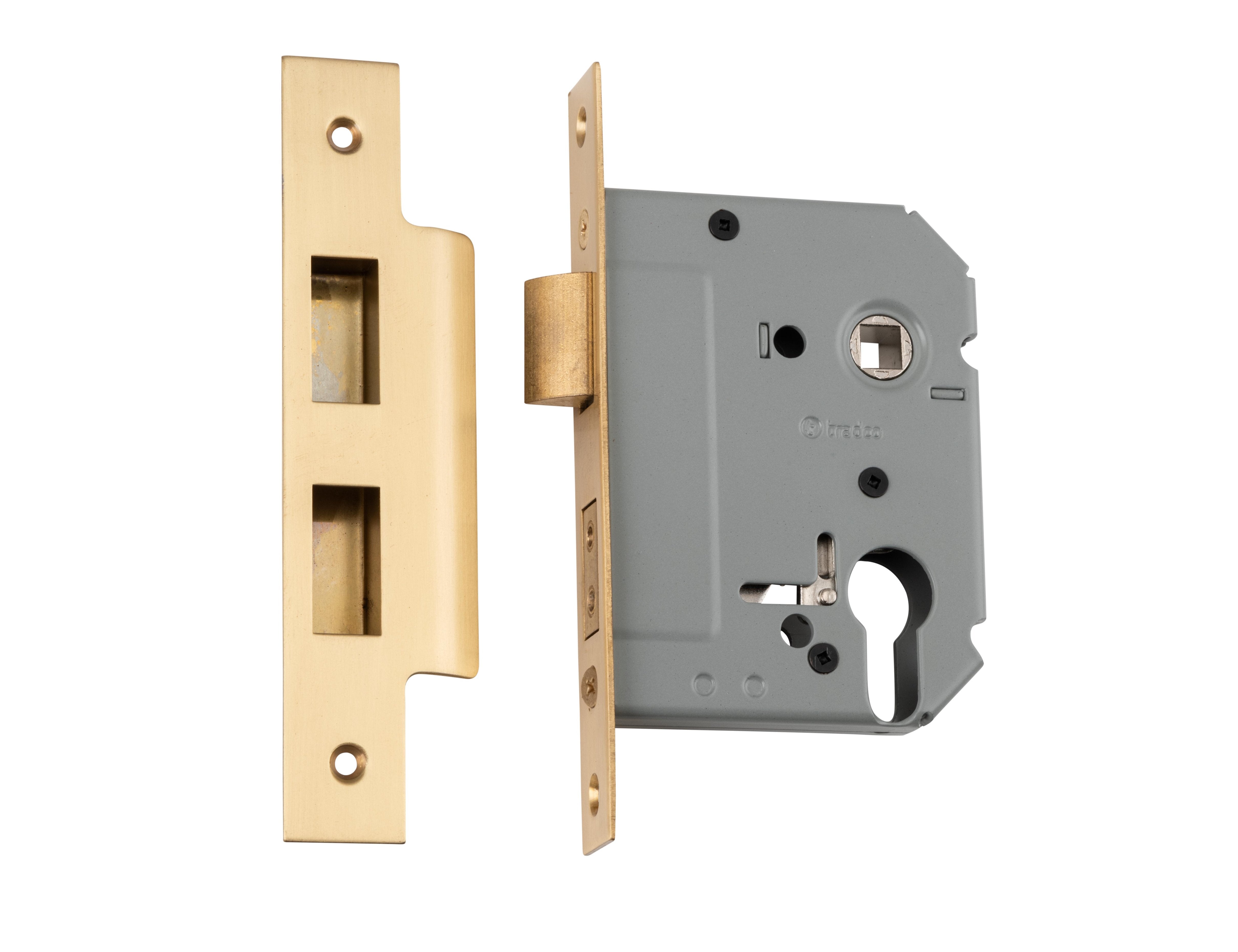 Euro Mortice Lock Satin Brass / Backset 57mm