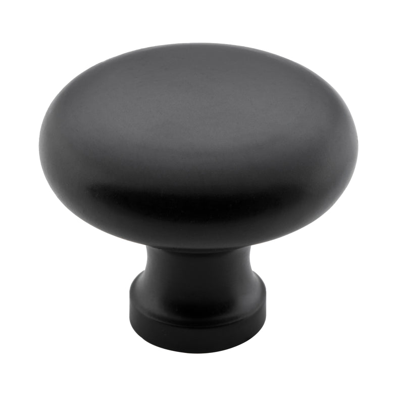 Round Cupboard Knob Matt Black / D38xP32mm