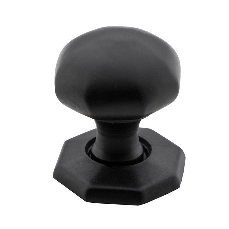 Octagonal Cupboard Knob Matt Black / Iron D25xP31mm
