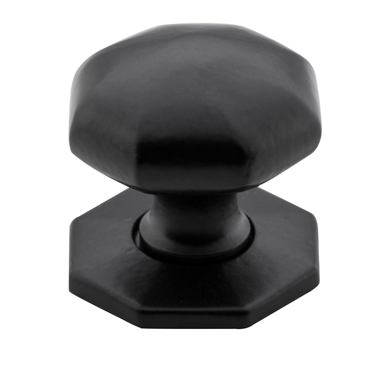 Octagonal Cupboard Knob Matt Black / Iron D32xP36mm