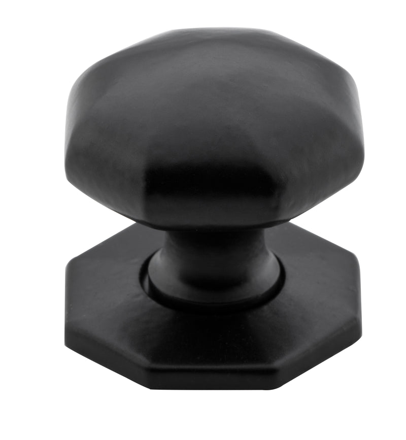 Octagonal Cupboard Knob Matt Black / Iron D32xP36mm