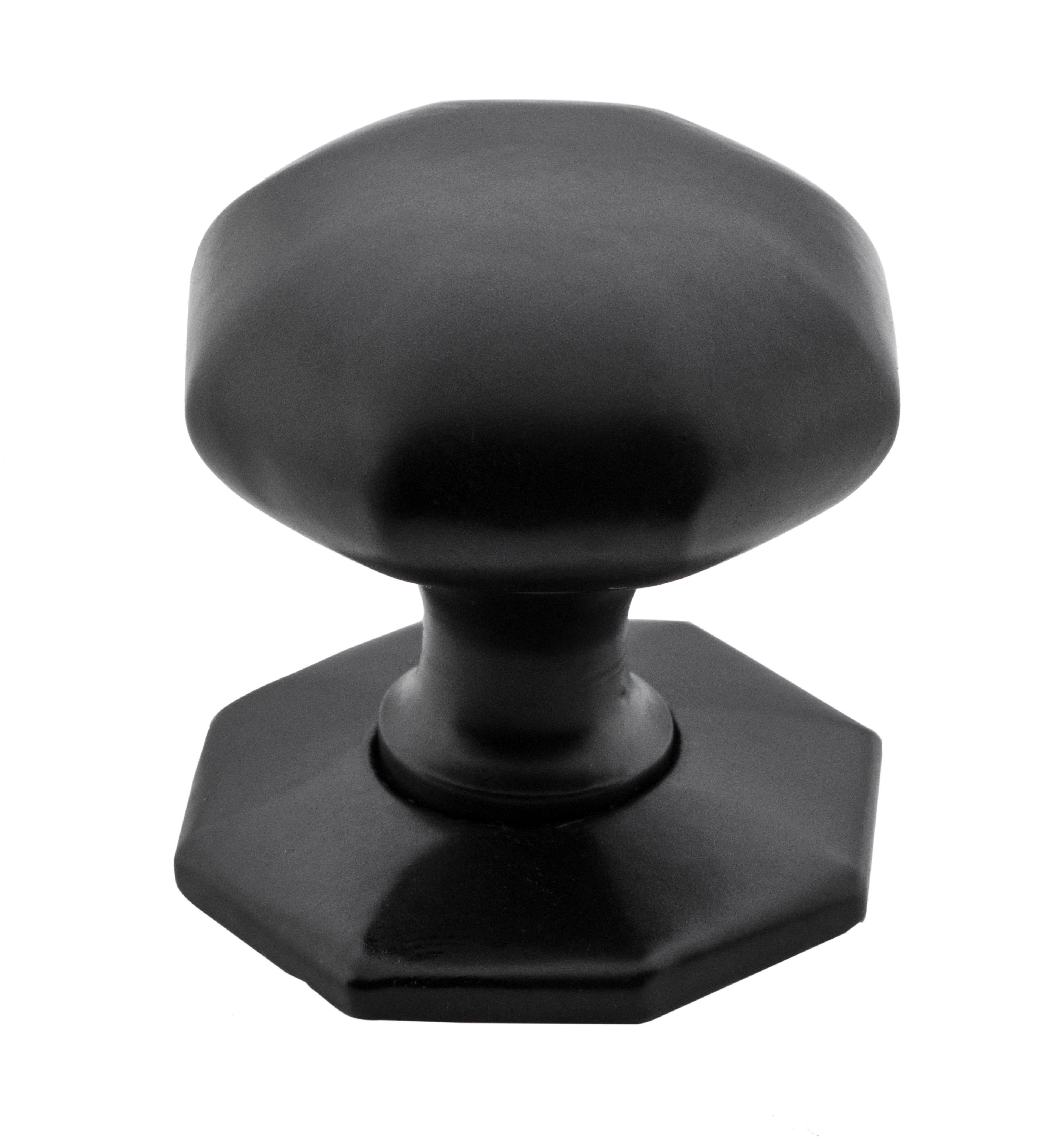 Octagonal Cupboard Knob Matt Black / Iron D38xP41mm