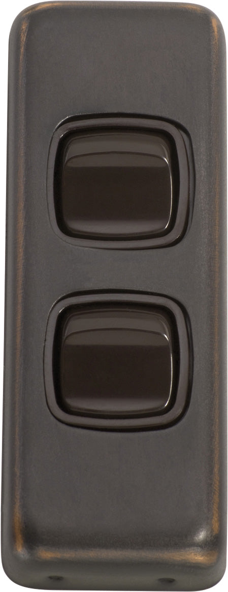 Flat Plate 2 Gang Rocker Switches Antique Copper / W30mm