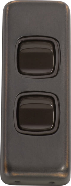 Flat Plate 2 Gang Rocker Switches Antique Copper / W30mm