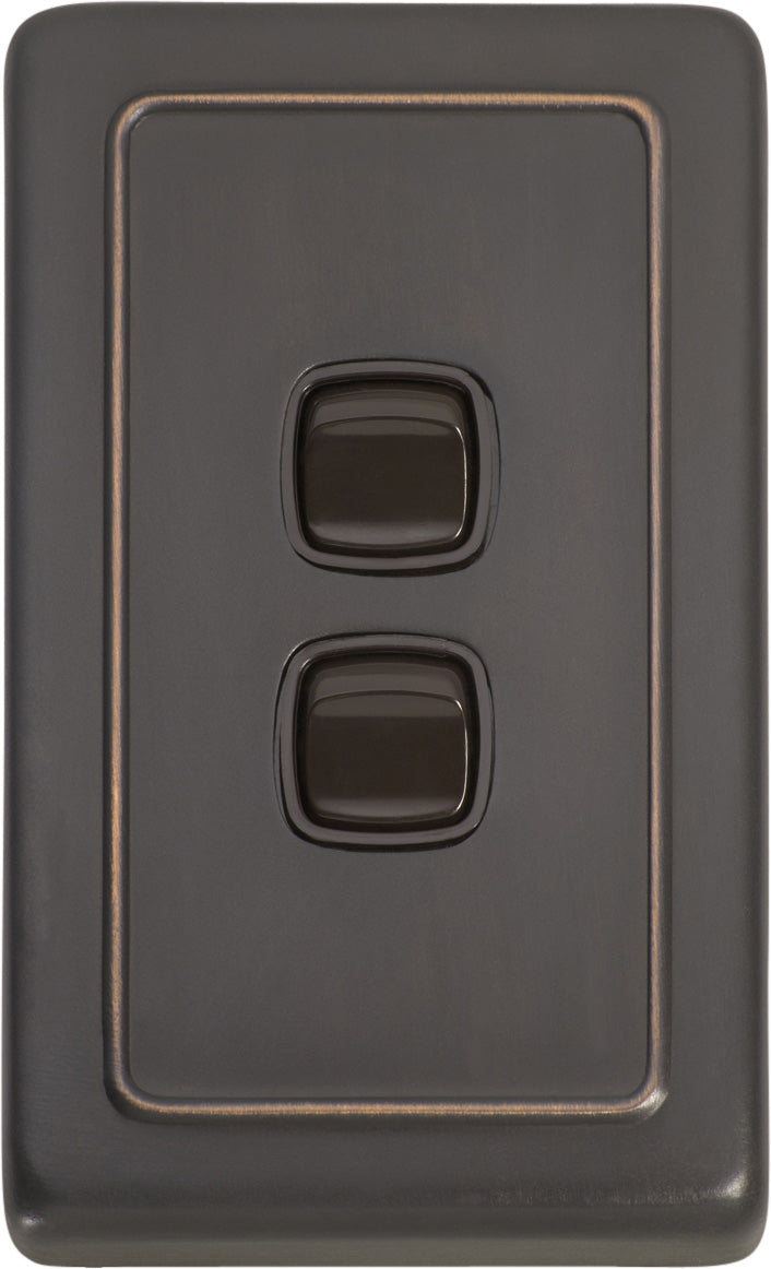Flat Plate 2 Gang Rocker Switches Antique Copper / W72mm