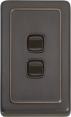 Flat Plate 2 Gang Rocker Switches Antique Copper / W72mm