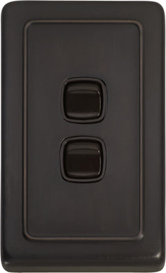 Flat Plate 2 Gang Rocker Switches Antique Copper / W72mm