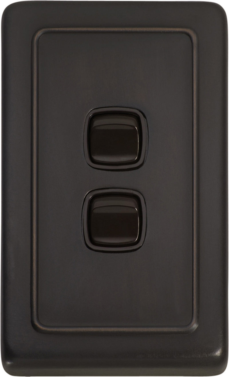 Flat Plate 2 Gang Rocker Switches Antique Copper / W72mm