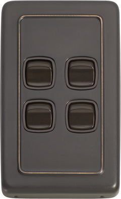 Flat Plate 4 Gang Rocker Switches Antique Copper / W72mm