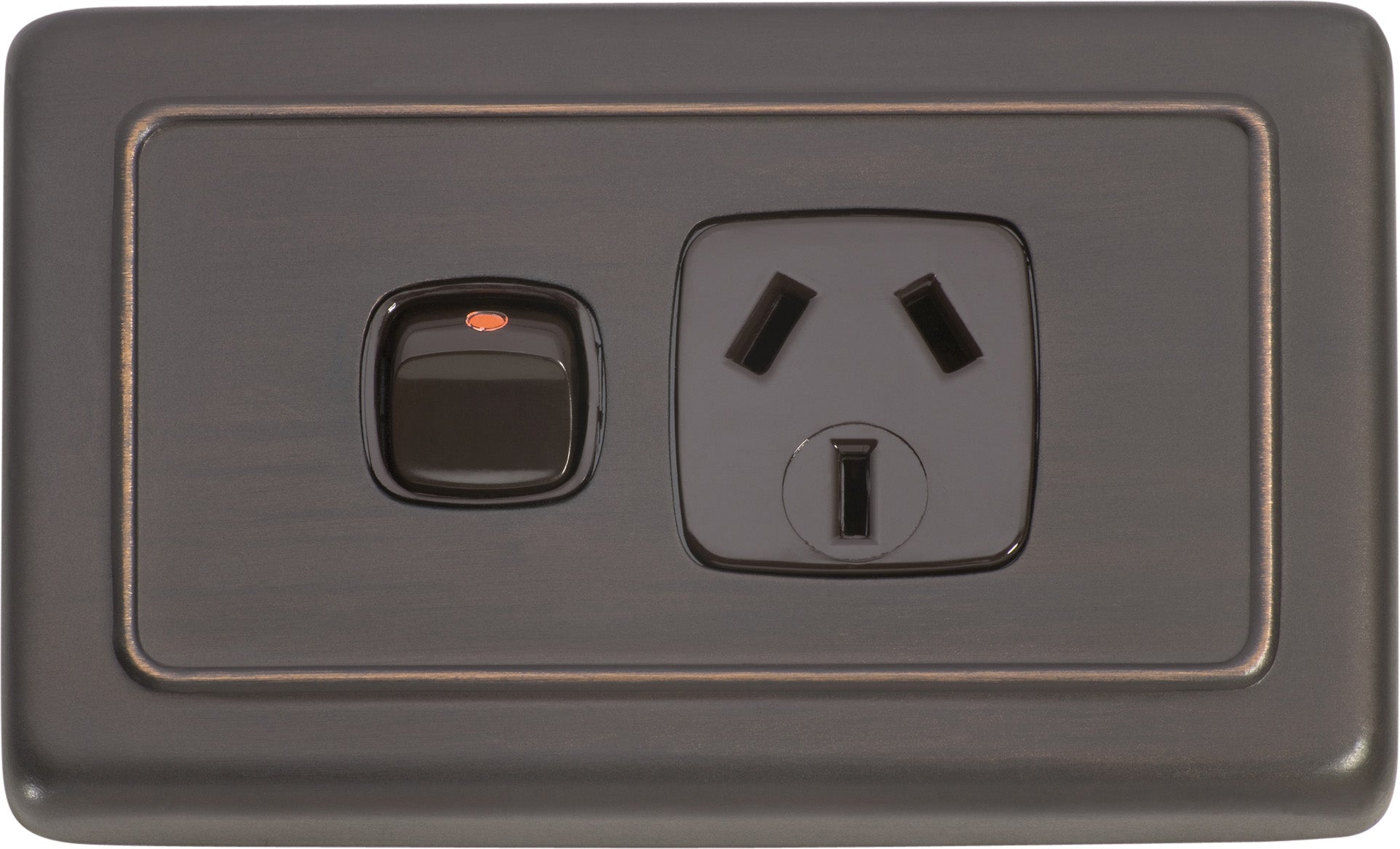 Flat Plate 1 Gang Rocker Switches with Socket Antique Copper