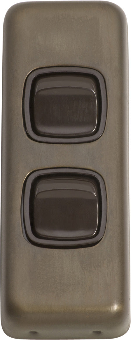 Flat Plate 2 Gang Rocker Switches Antique Brass / W30mm