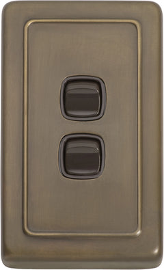Flat Plate 2 Gang Rocker Switches Antique Brass / W72mm