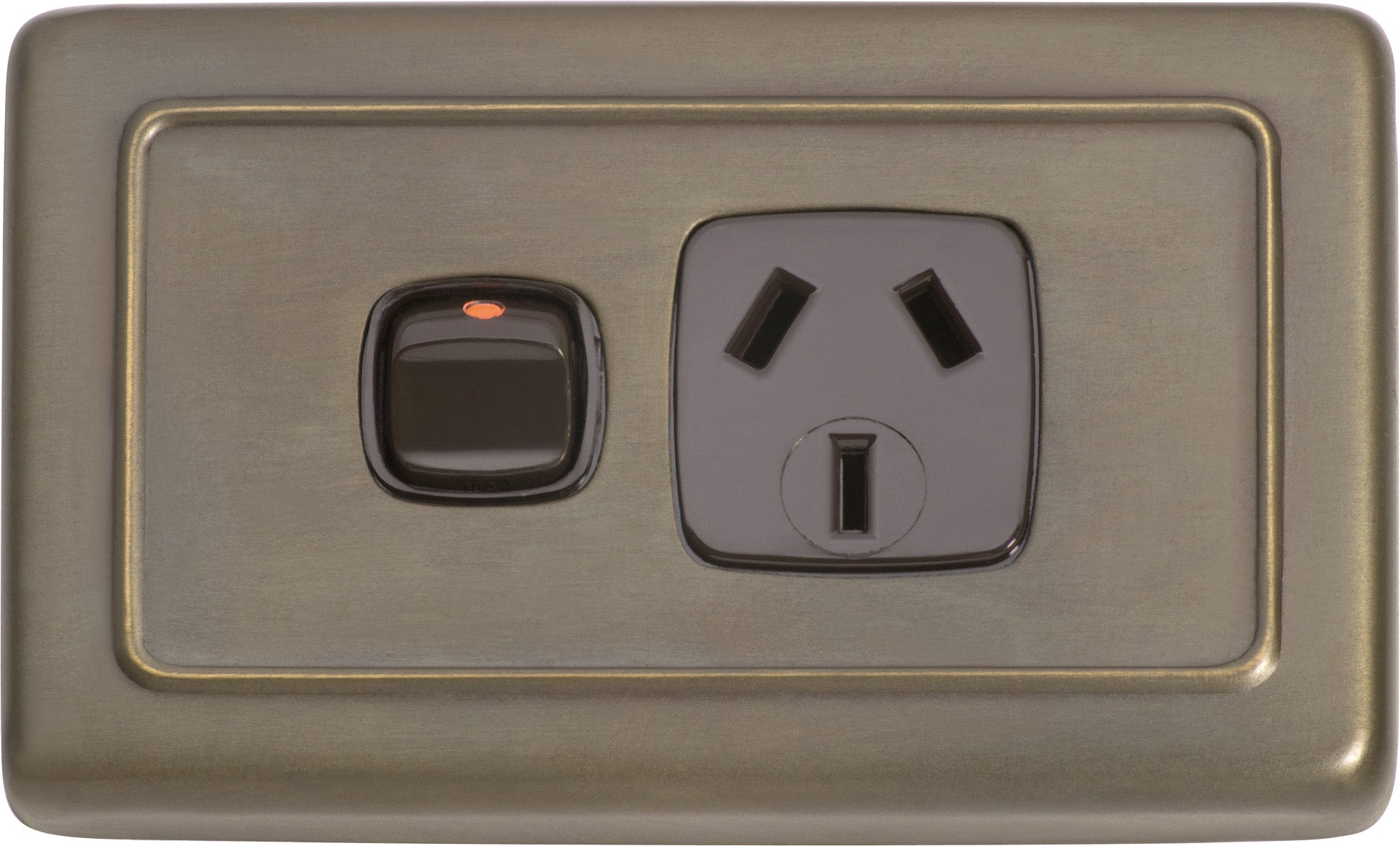 Flat Plate 1 Gang Rocker Switches with Socket Antique Brass