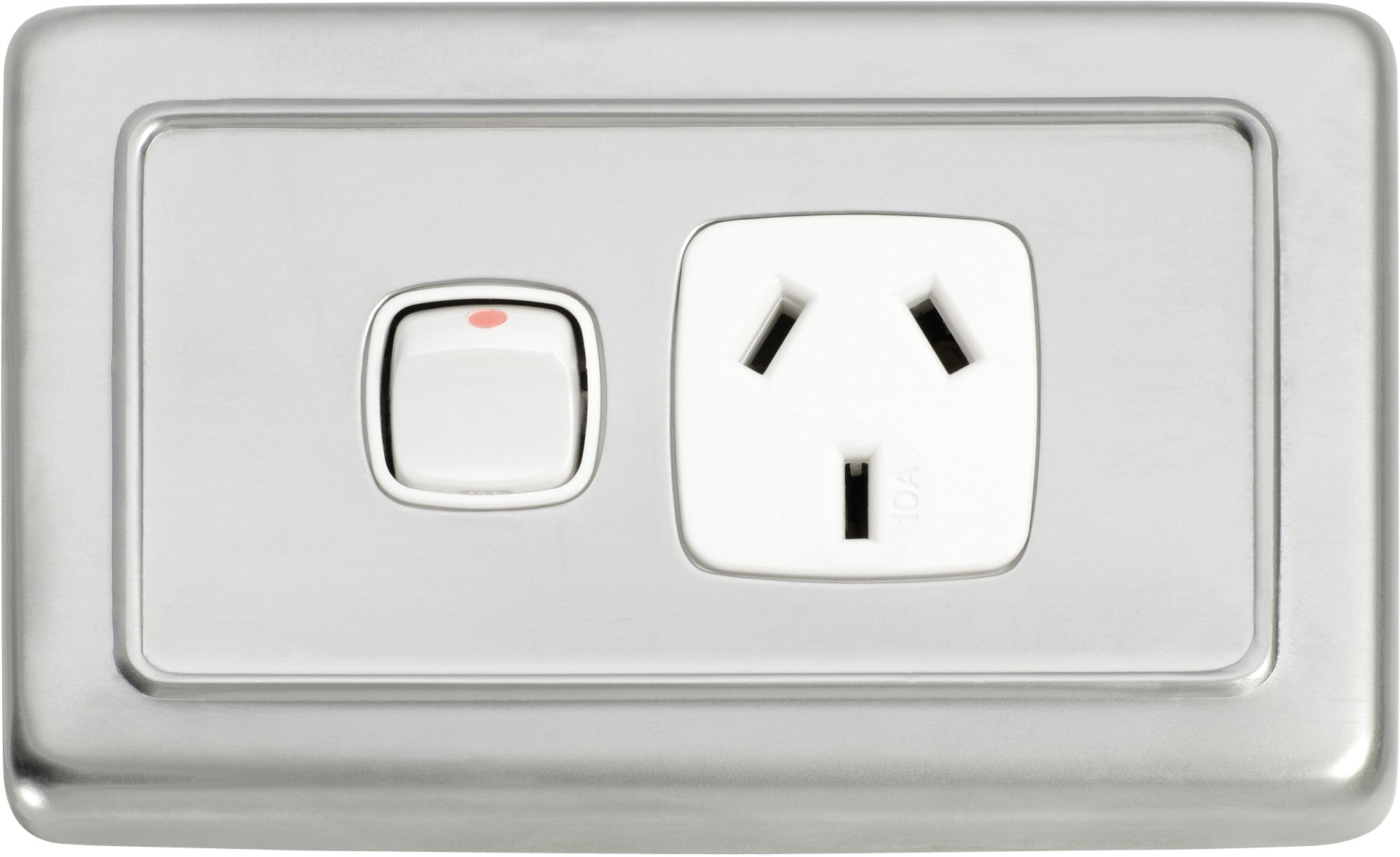 Flat Plate 1 Gang Rocker Switches with Socket Satin Chrome
