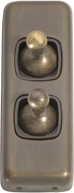 Flat Plate 2 Gang Toggle Switches Antique Brass / W30mm