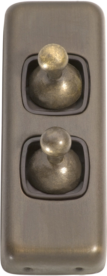 Flat Plate 2 Gang Toggle Switches Antique Brass / W30mm