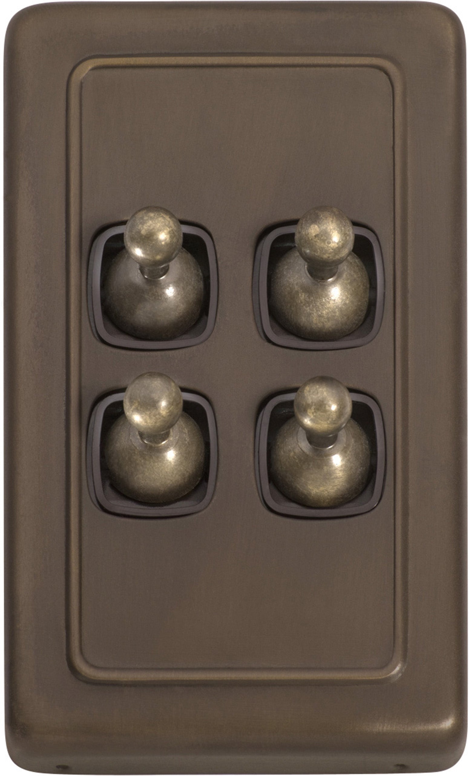 Flat Plate 4 Gang Toggle Switches Antique Brass / W72mm