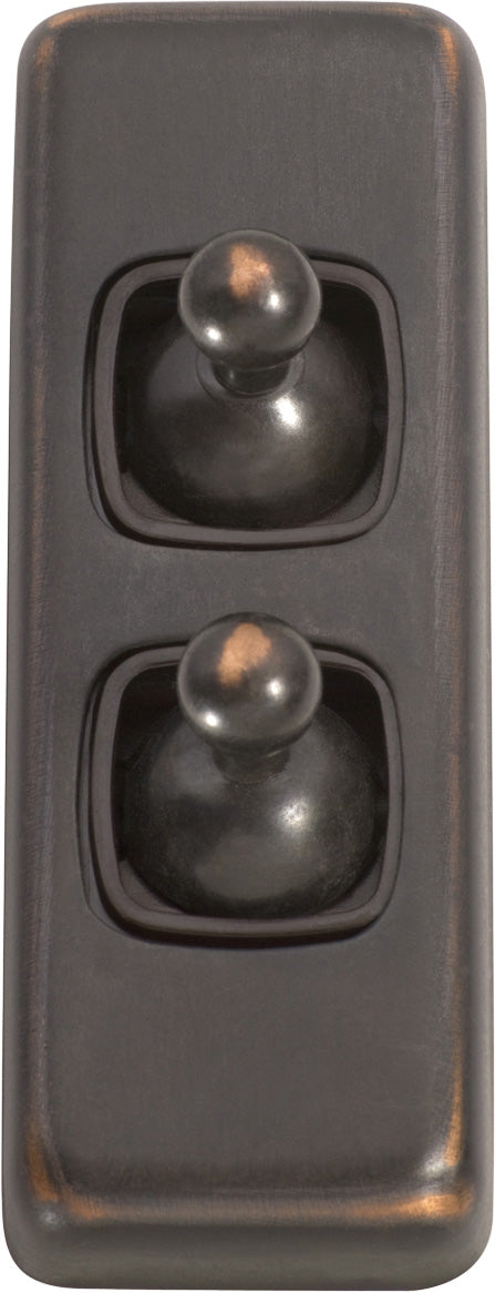 Flat Plate 2 Gang Toggle Switches Antique Copper / W30mm