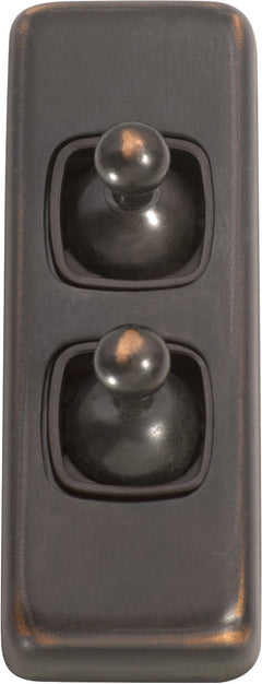 Flat Plate 2 Gang Toggle Switches Antique Copper / W30mm