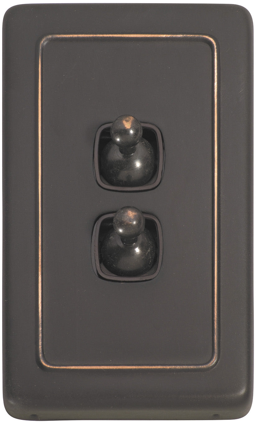 Flat Plate 2 Gang Toggle Switches Antique Copper / W72mm