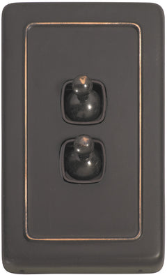 Flat Plate 2 Gang Toggle Switches Antique Copper / W72mm