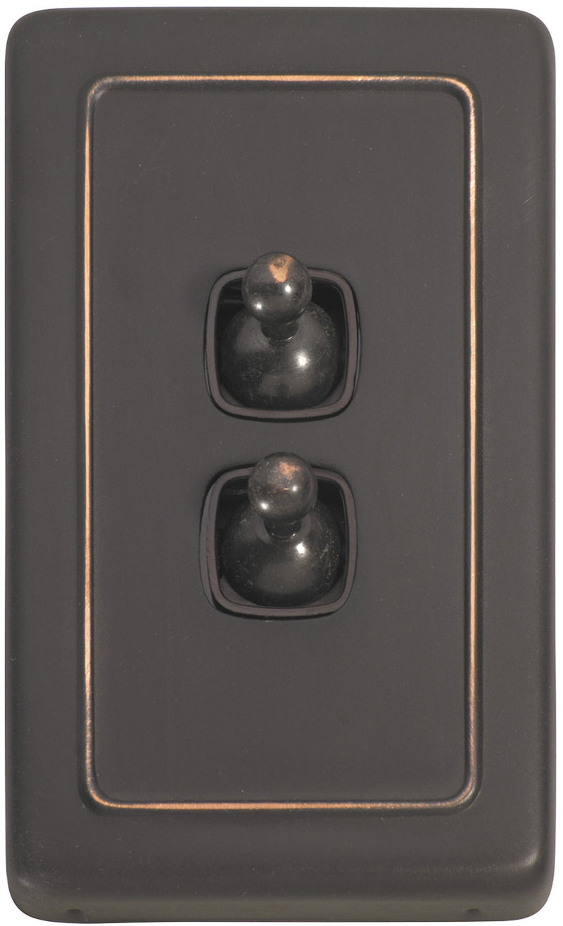 Flat Plate 2 Gang Toggle Switches Antique Copper / W72mm