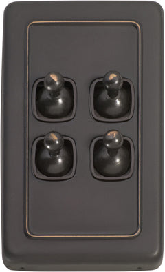 Flat Plate 4 Gang Toggle Switches Antique Copper / W72mm