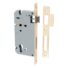 Mortice 85mm Euro Locks - 60mm Backset Polished Brass / Steel & Sheet Brass