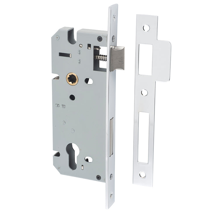 Mortice 85mm Euro Locks - 45mm Backset Chrome Plated / Steel & Sheet Brass
